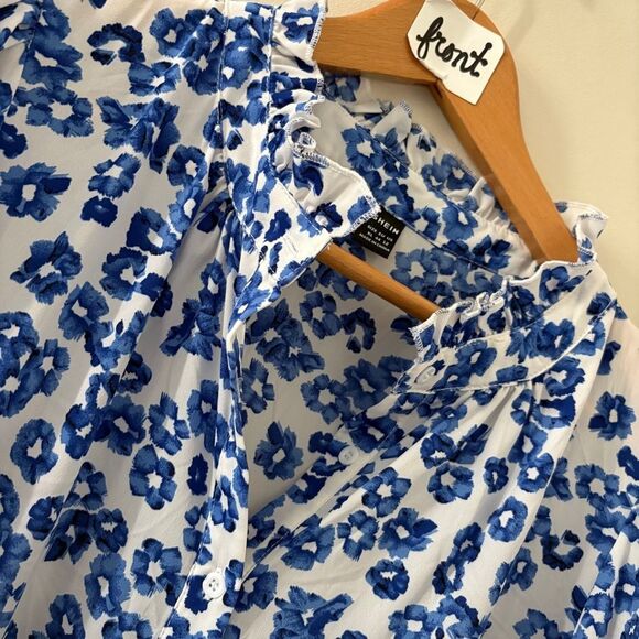 SHEIN Blue White Floral Layered Tiered Dress Women's XL great preworn condition - Picture 11 of 11